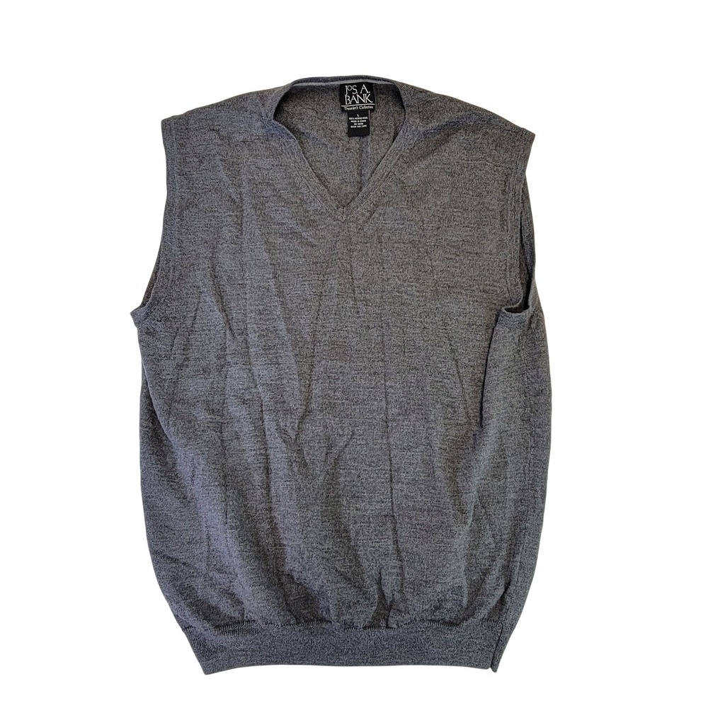 JOS. A. BANK Traveler's Collection Men's Gray V-Neck Merino Wool Vest L‎